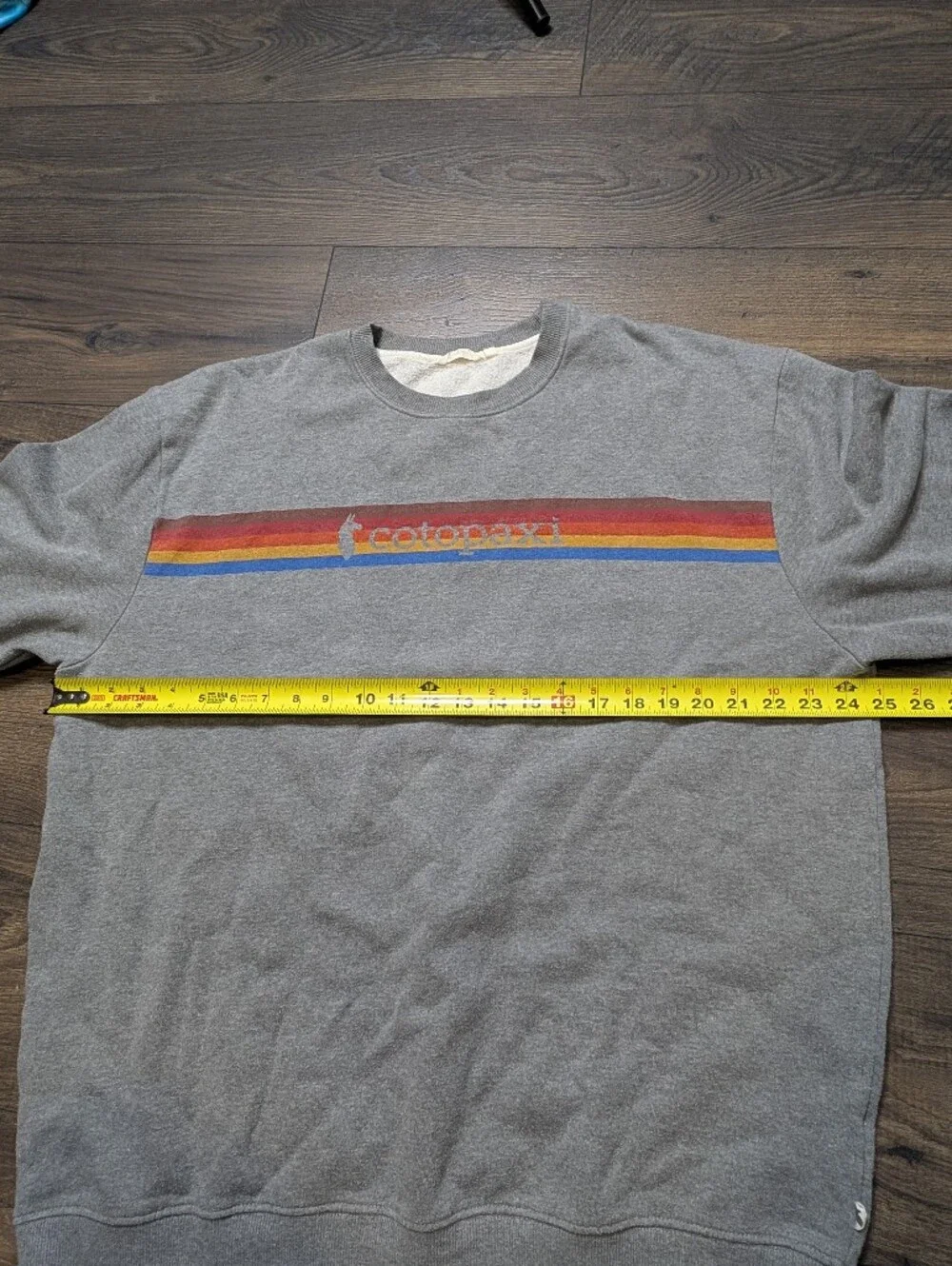 cotopaxi‎ On The Horizan Organi Gray Crewneck Sweatshirt Retro Stripe Size XL
